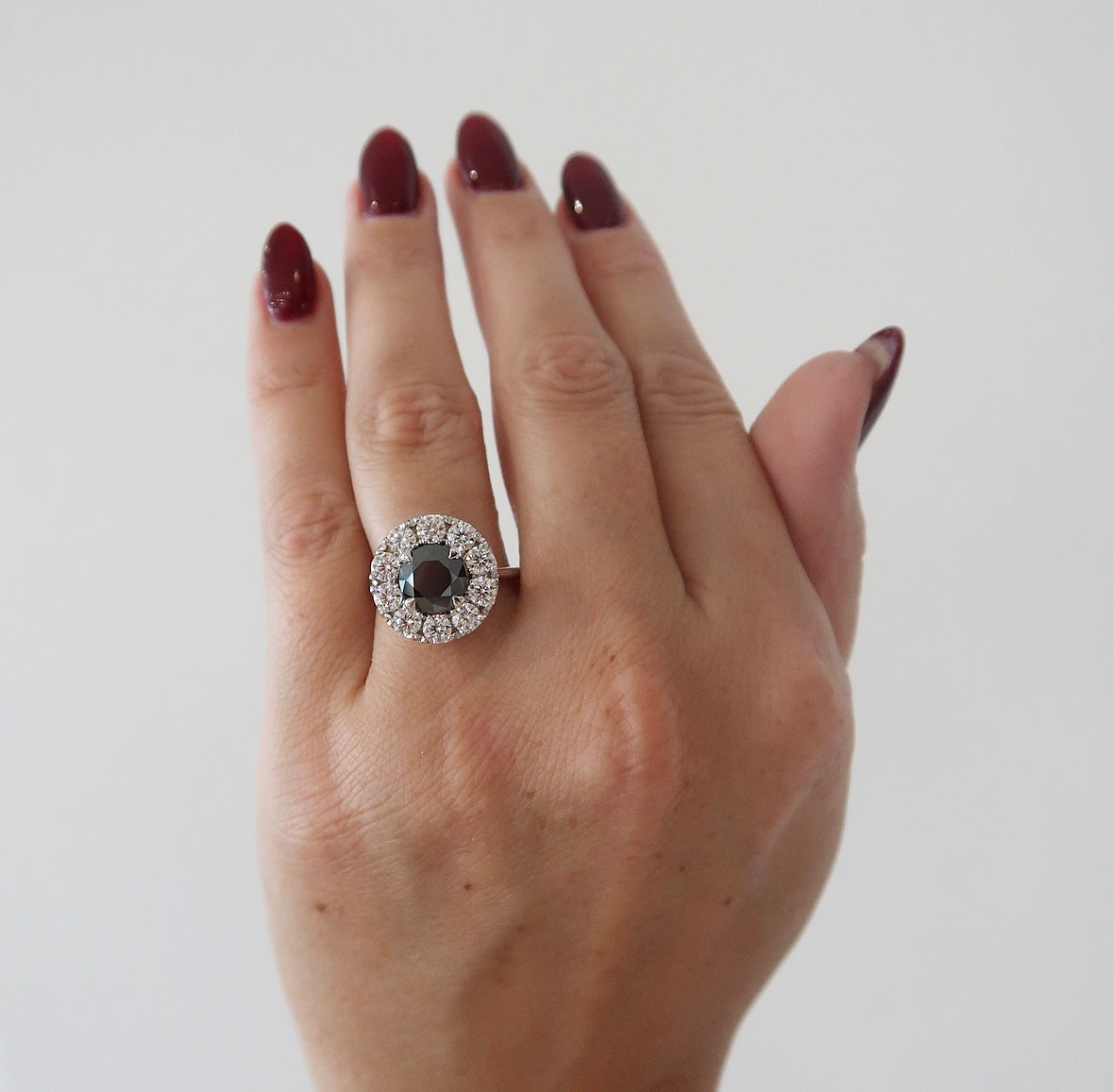 READY: Bellis Black Moissanite Halo Ring