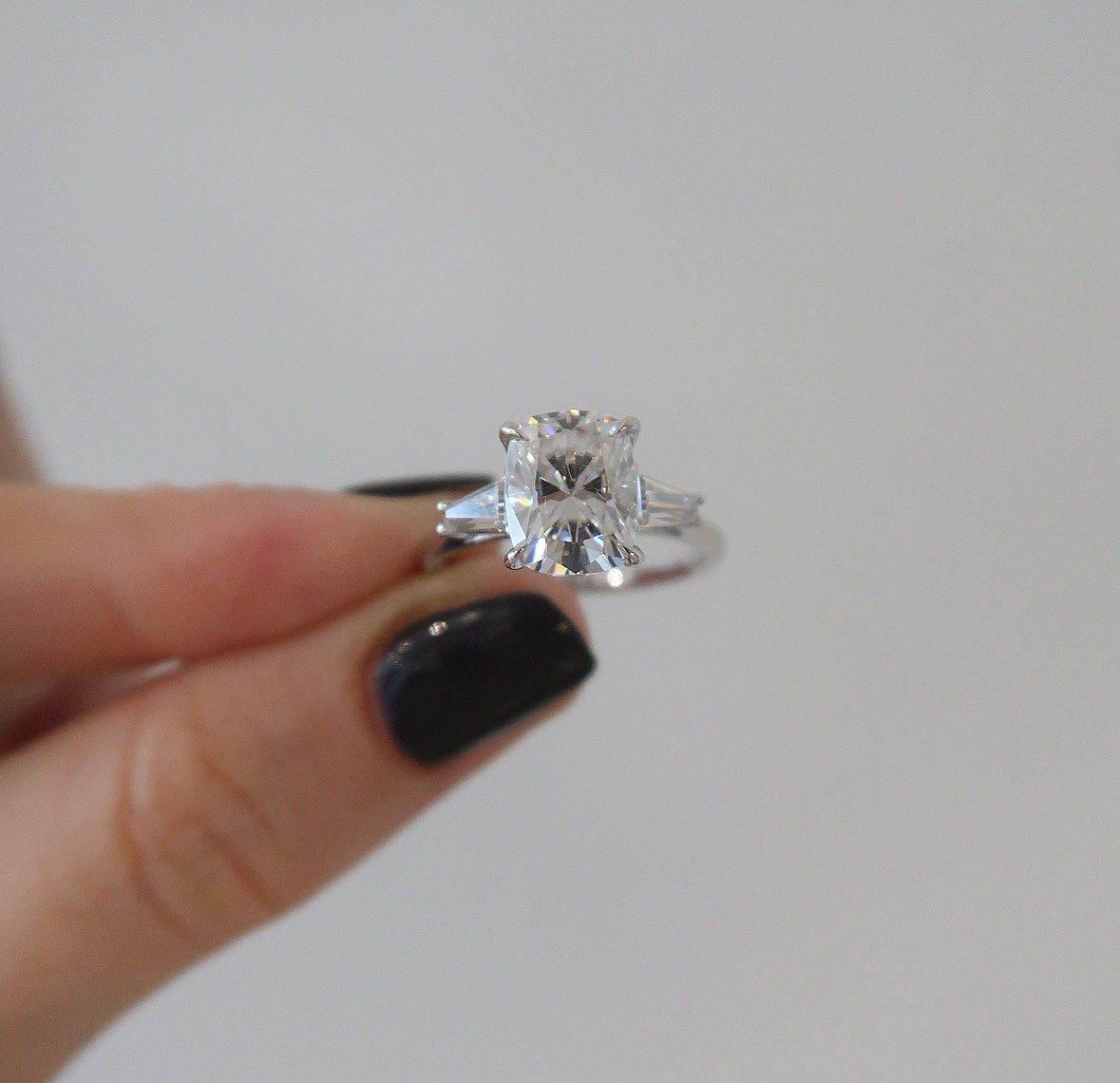 READY: 2.4 ct Elongated Cushion Amor Moissanite Engagement Ring