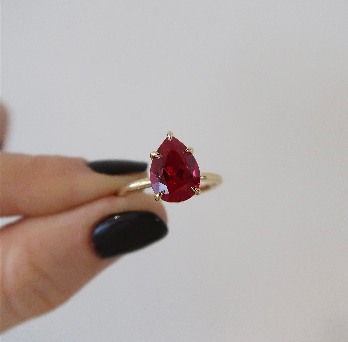 READY: 11x8 mm Ruby Pear Engagement Ring