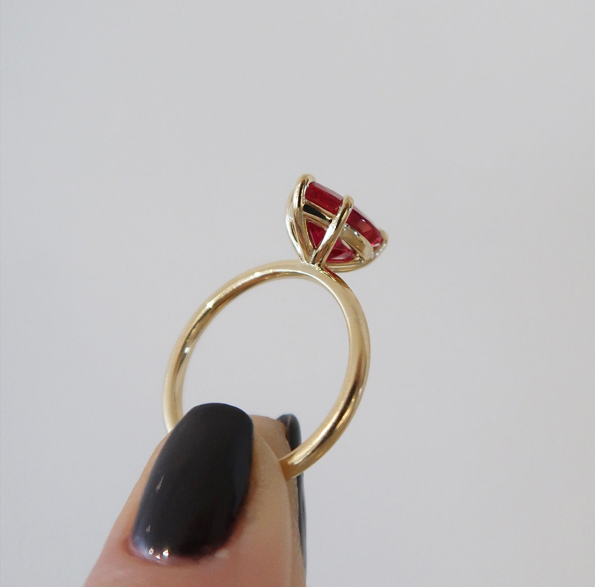 READY: 11x8 mm Ruby Pear Engagement Ring