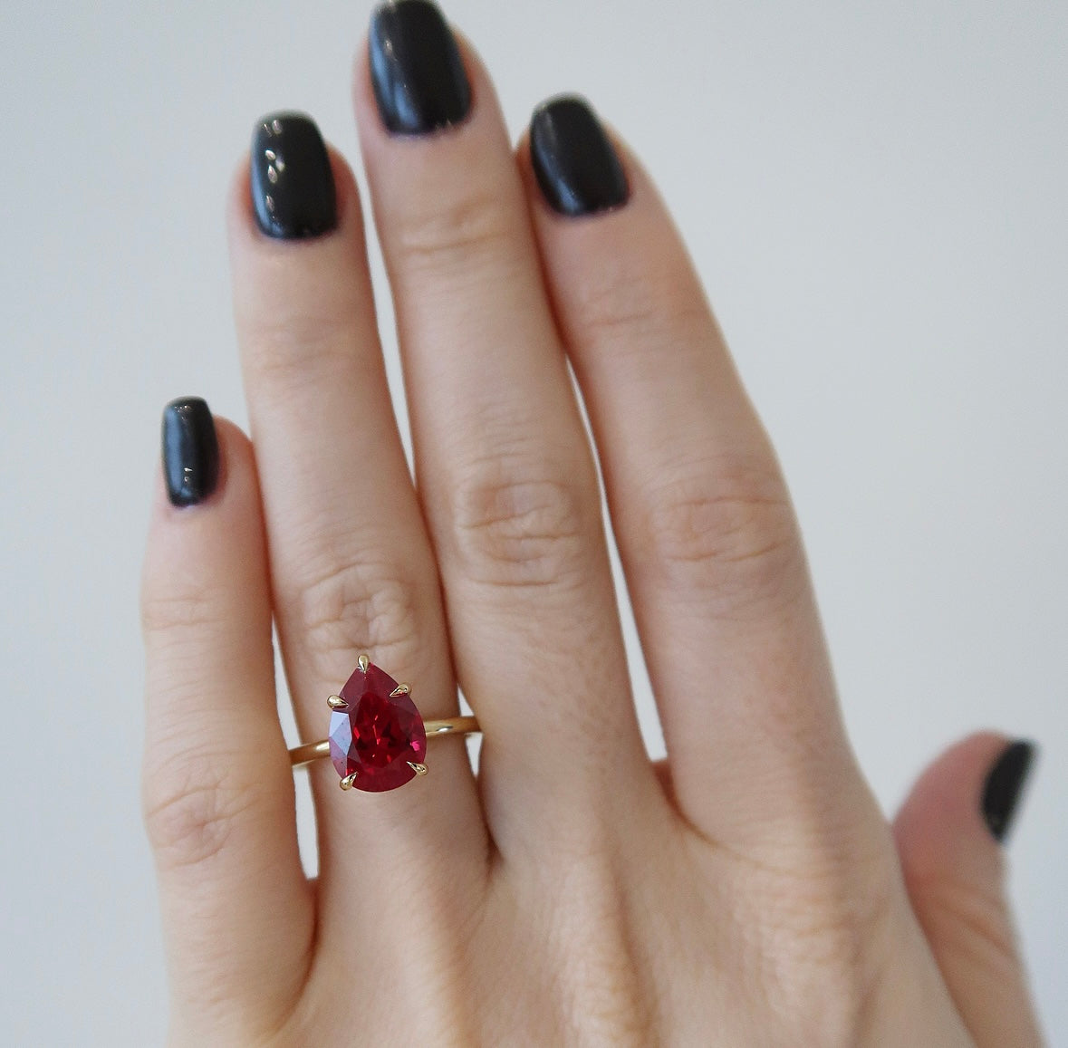 READY: 11x8 mm Ruby Pear Engagement Ring
