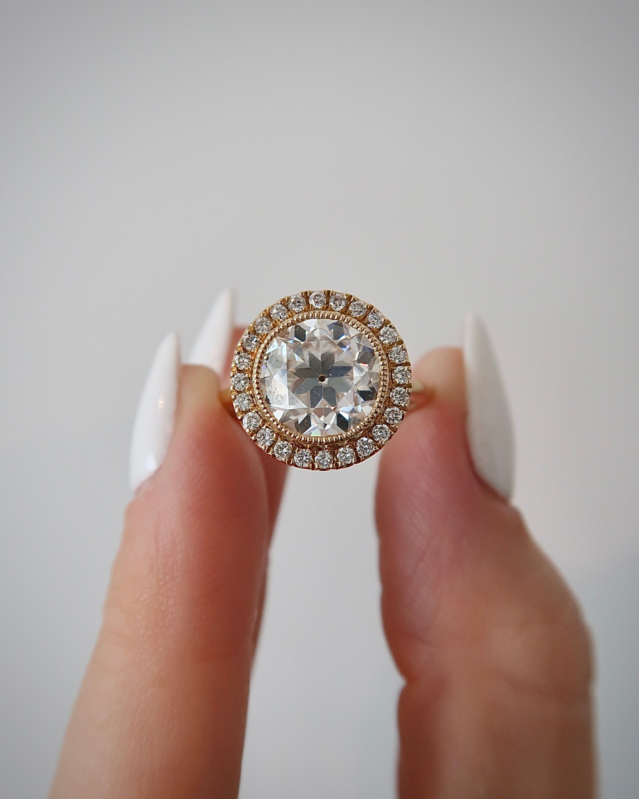 READY: 3 CT OEC Moissanite with Custom Halo