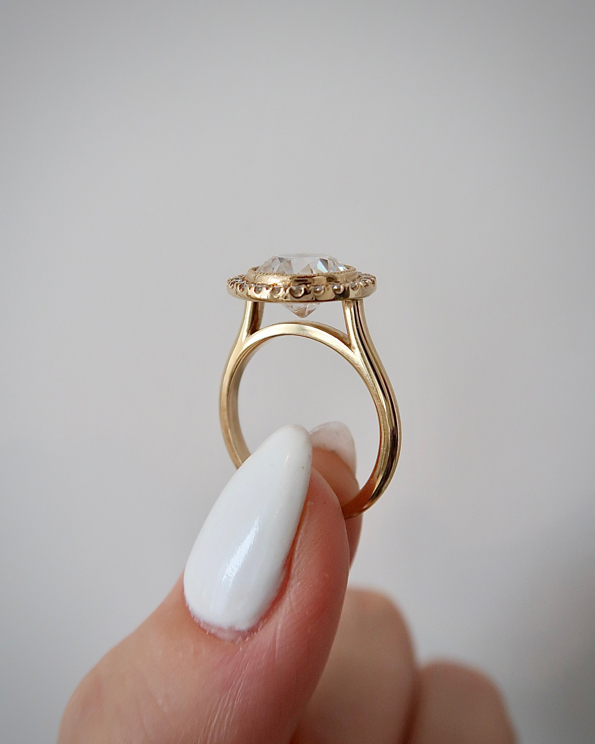 READY: 3 CT OEC Moissanite with Custom Halo