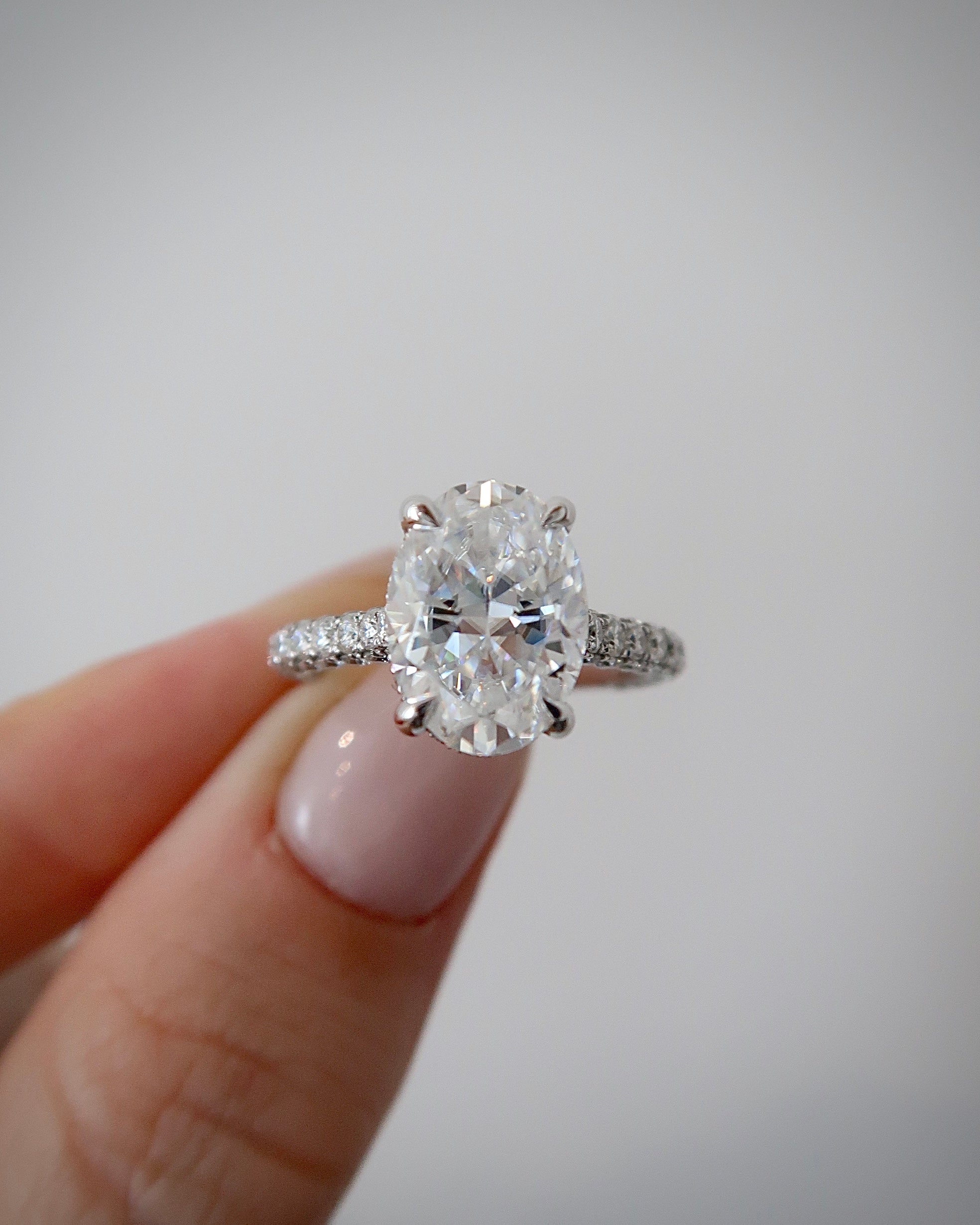 READY: CT Oval Triple Pave Moissanite Engagement Ring