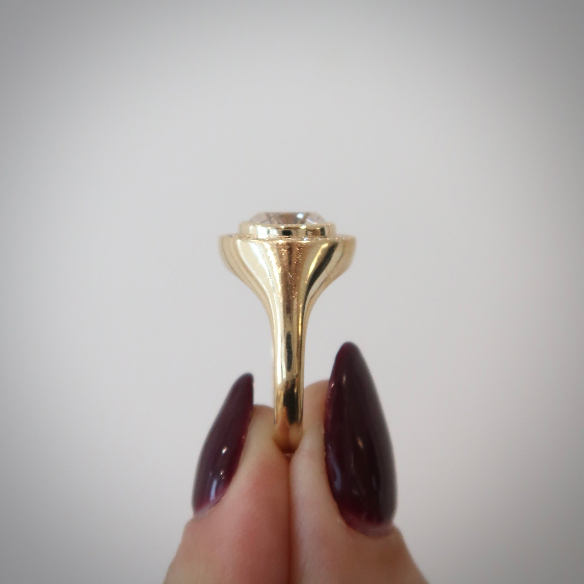 Signet Halo Ring - Oval Antique Moissanite