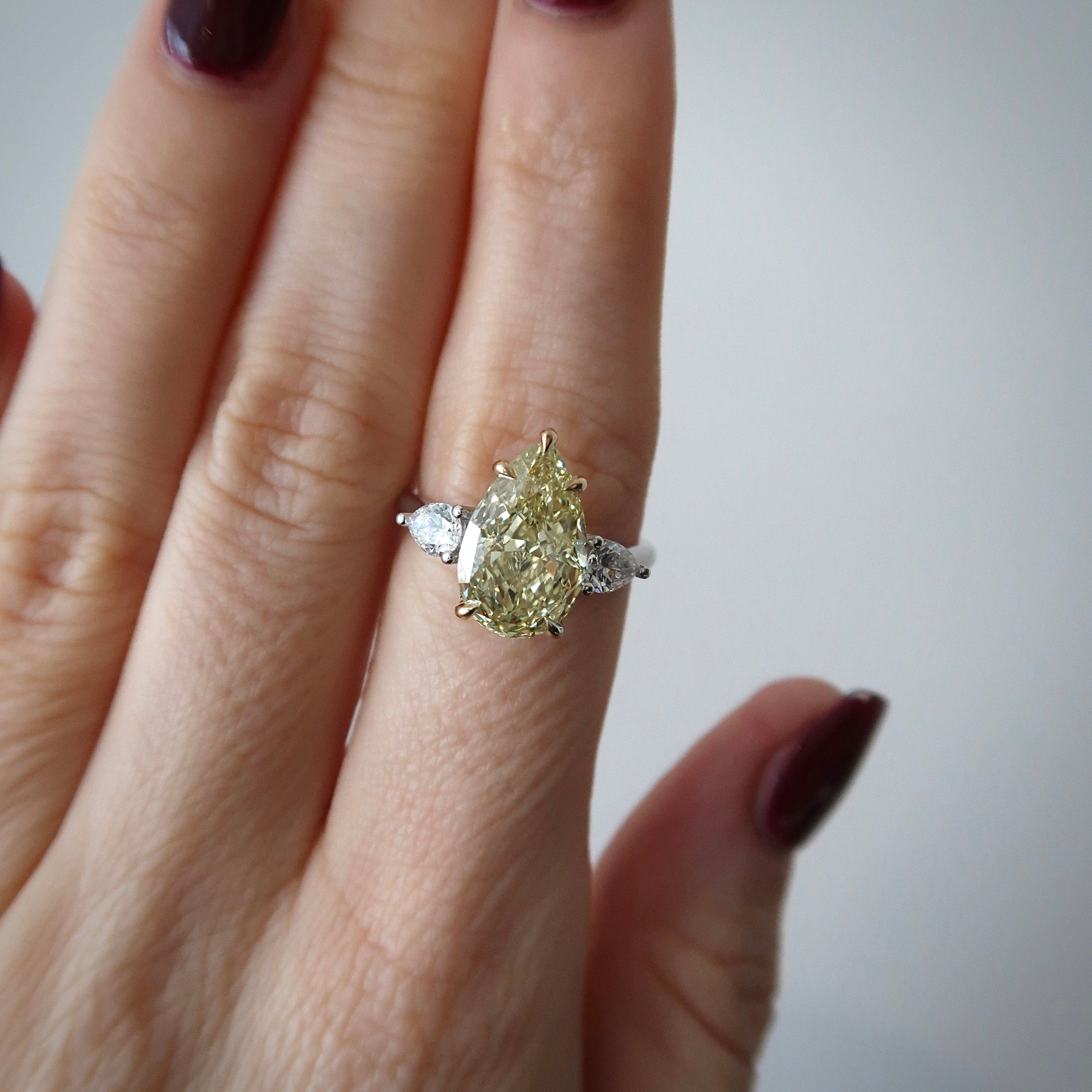 Lab Diamond Ring - 3.77 ct Fancy Vivid Yellow Pear Cut Ring
