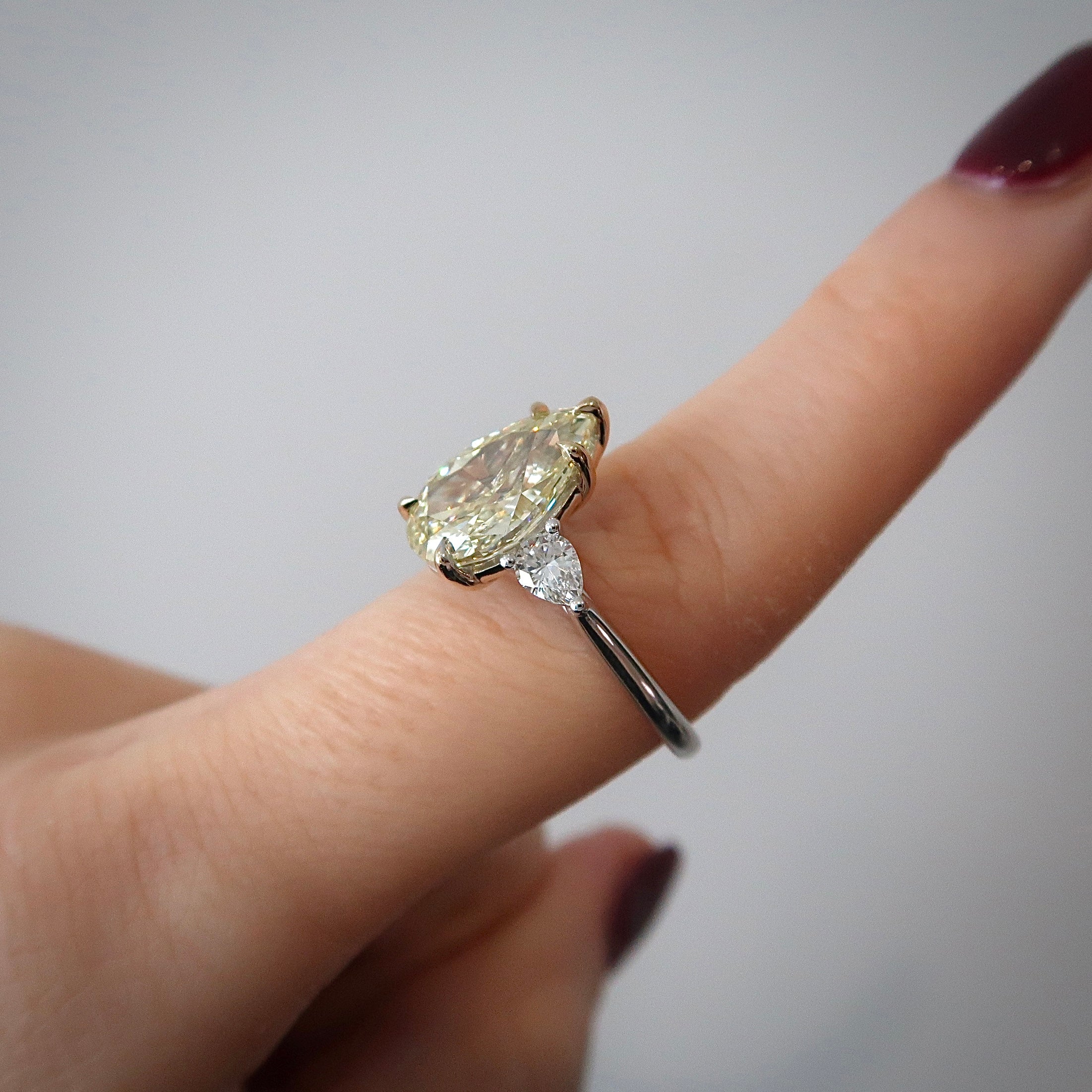 Lab Diamond Ring - 3.77 ct Fancy Vivid Yellow Pear Cut Ring