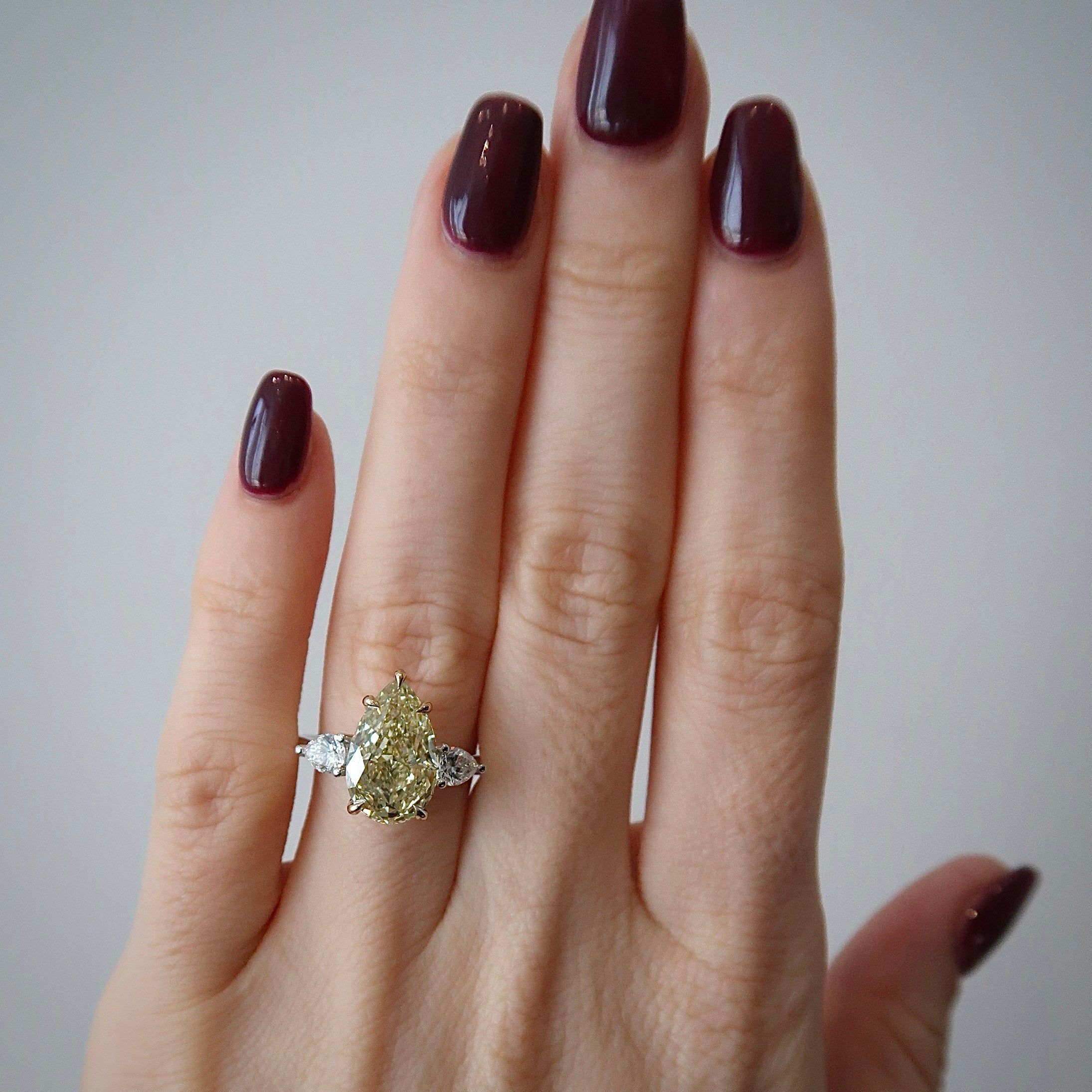 Lab Diamond Ring - 3.77 ct Fancy Vivid Yellow Pear Cut Ring