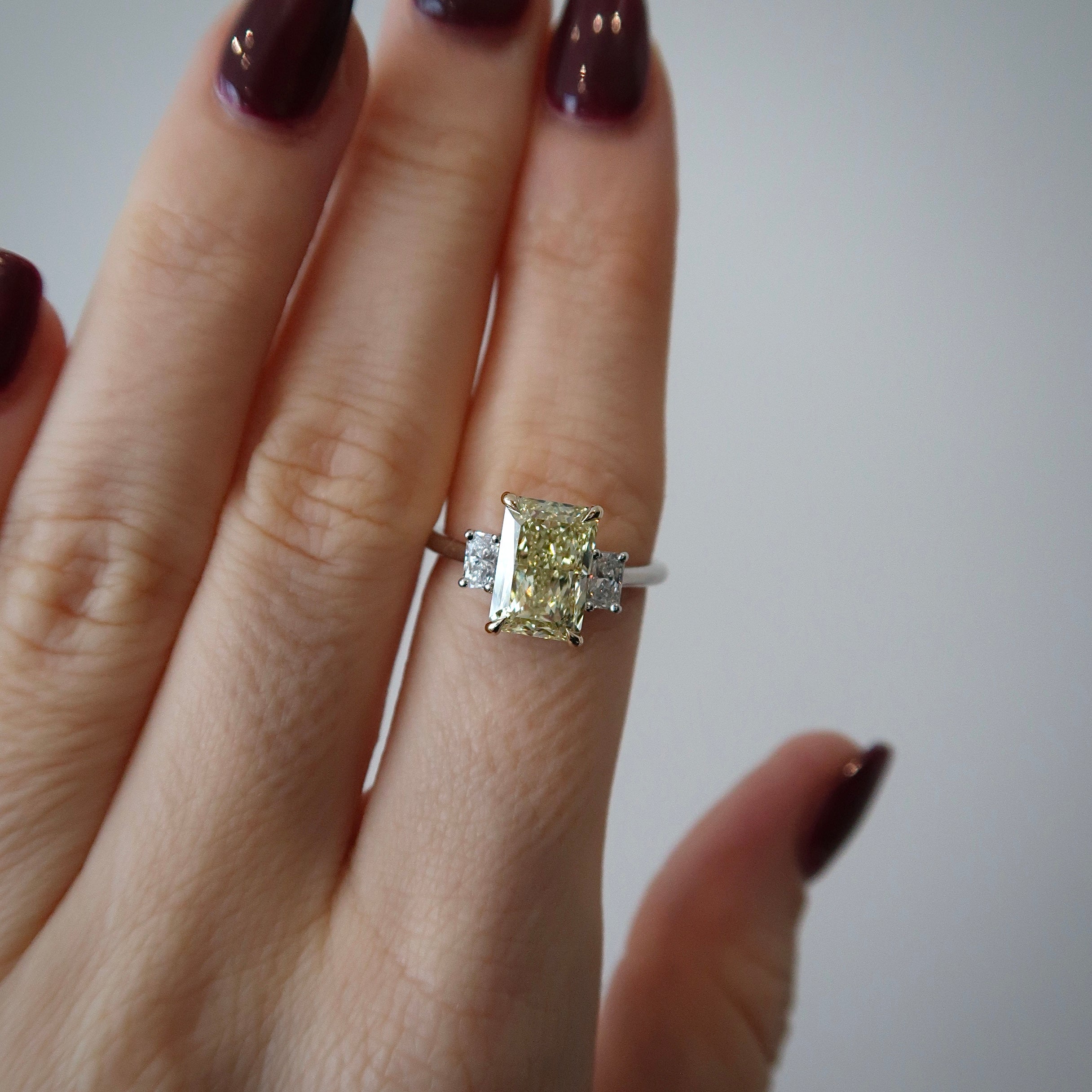 Lab Diamond Ring - 2.70 ct Fancy Vivid Yellow Radiant Cut Ring