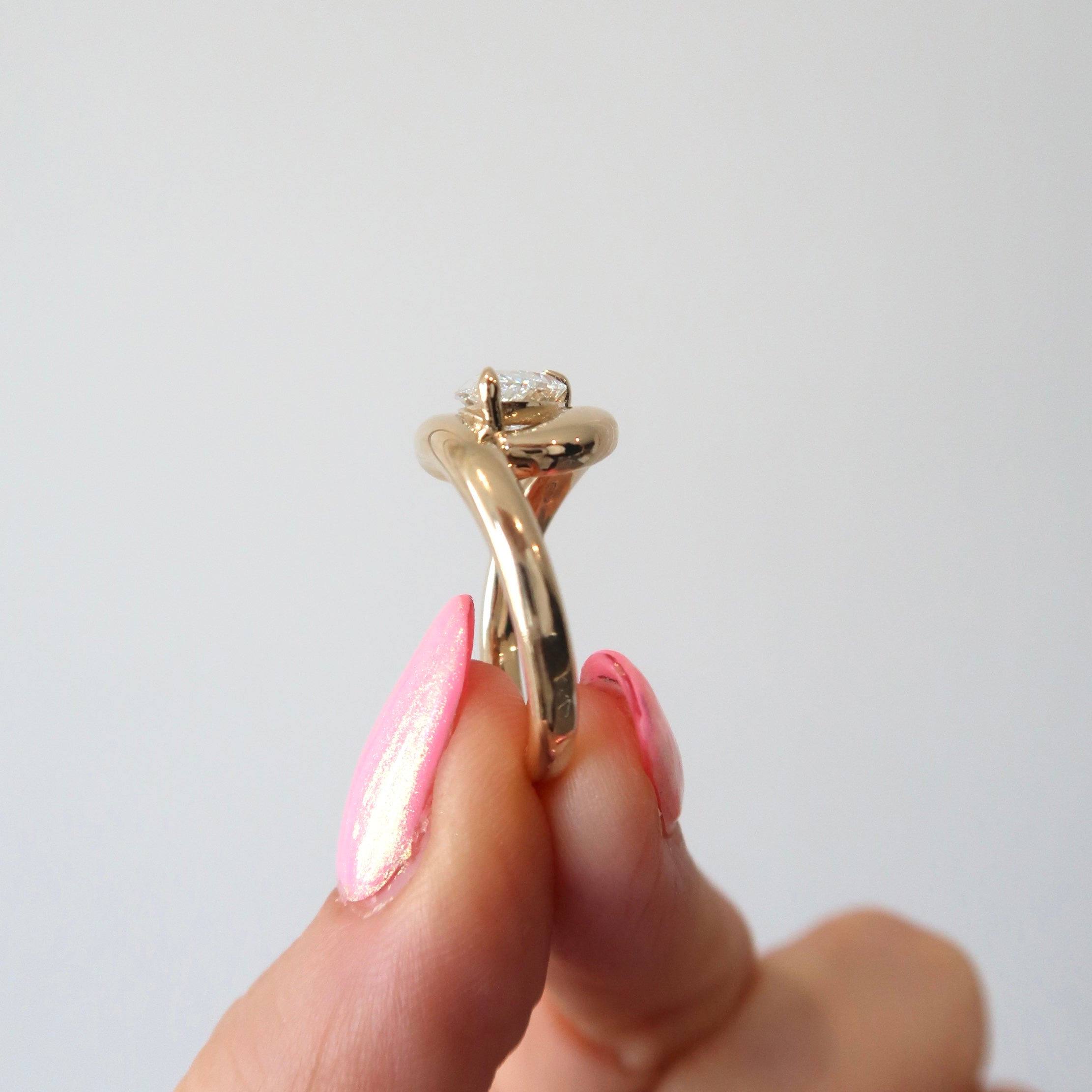 Lab Diamond Ring - 1.56 ct Pear Cut D VS2 Solitaire Bypass Style Ring