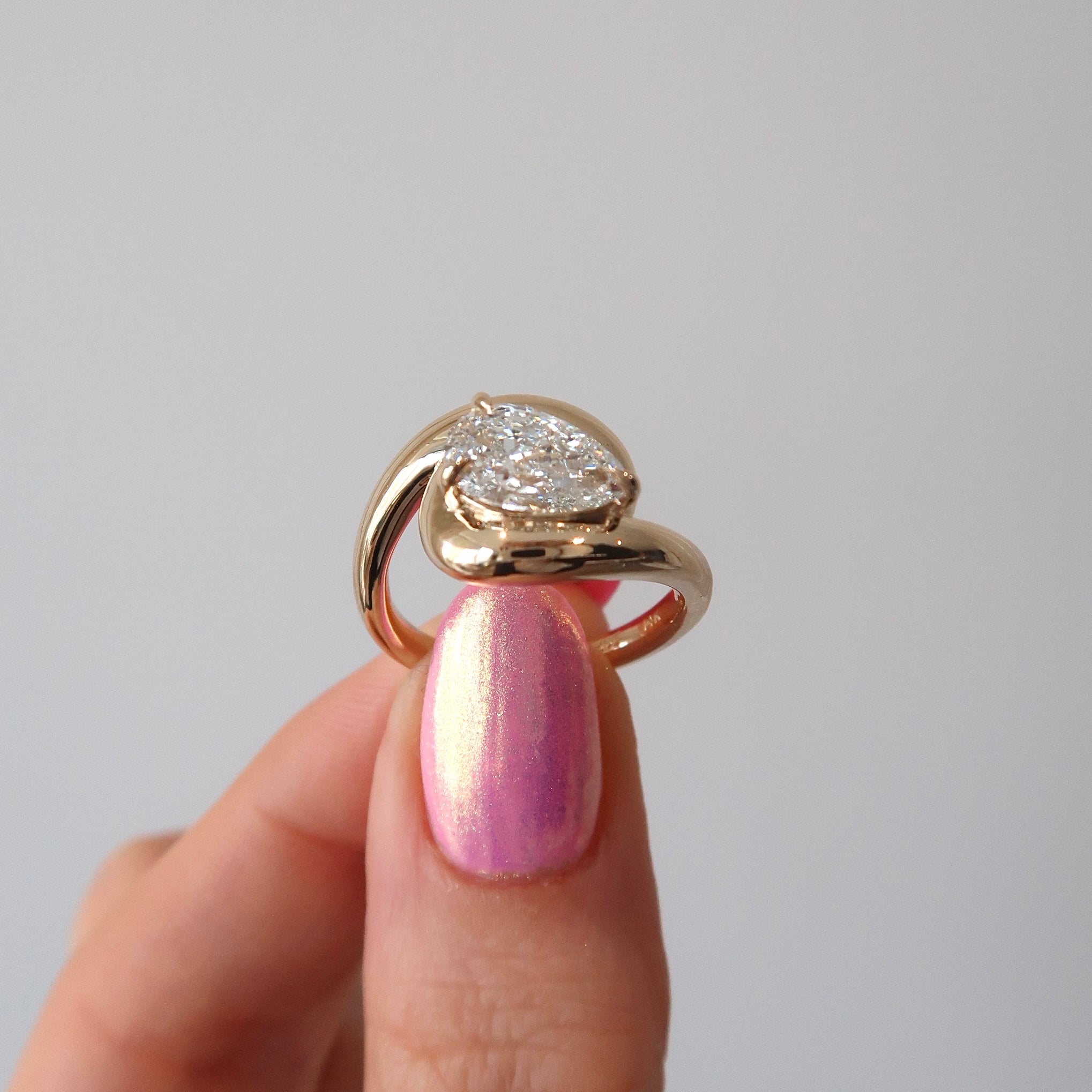 Lab Diamond Ring - 1.56 ct Pear Cut D VS2 Solitaire Bypass Style Ring