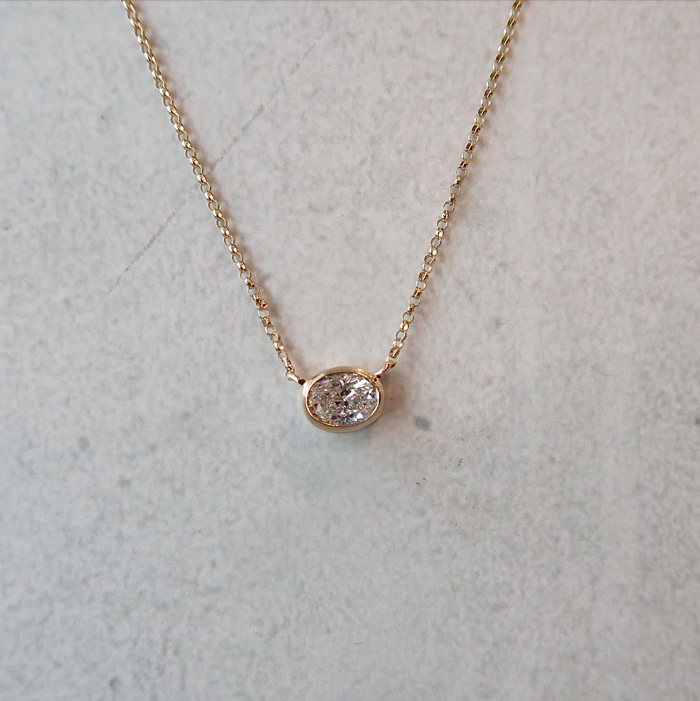 Bezel Necklace - Oval Cut