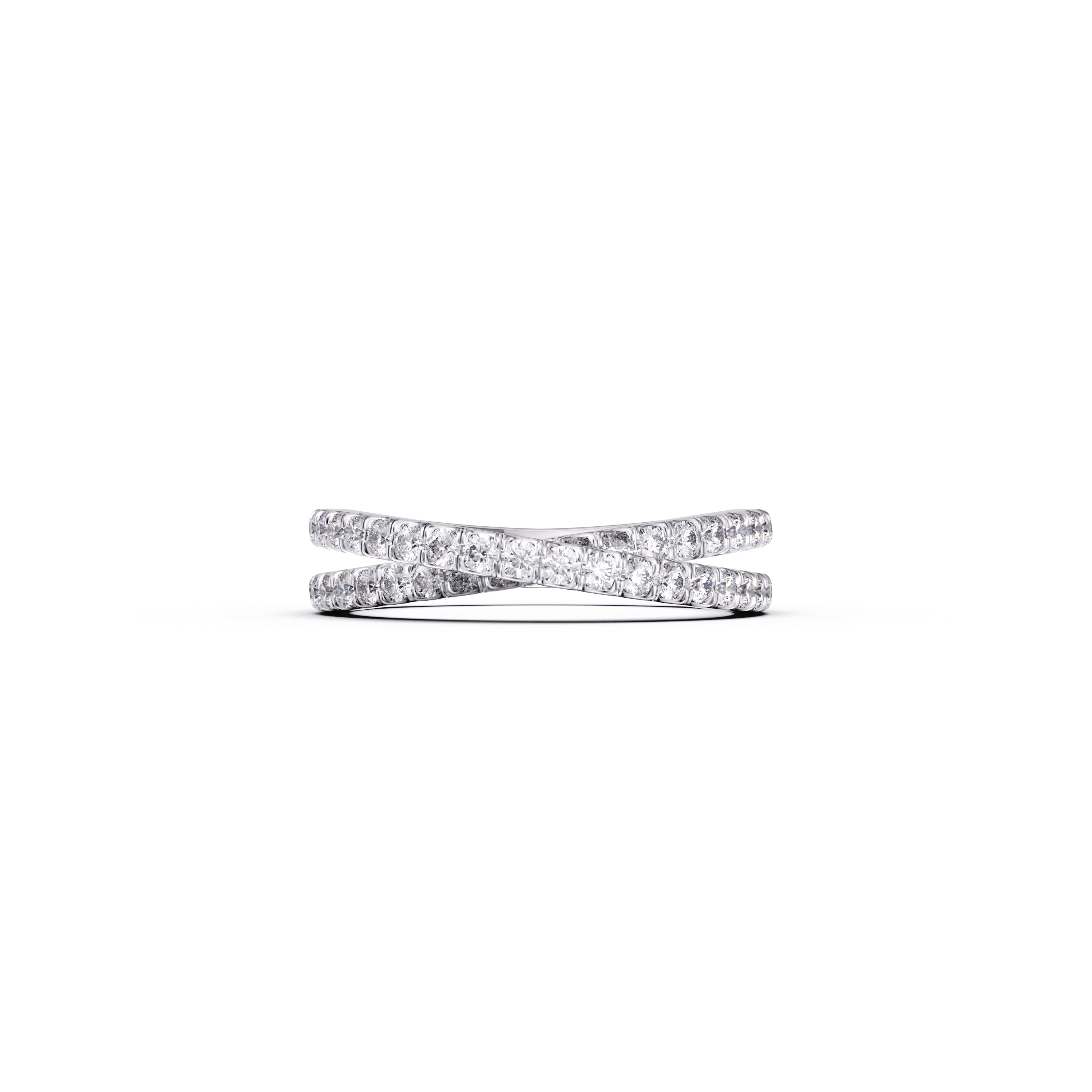Criss Cross Band Platinum Pave Frosted