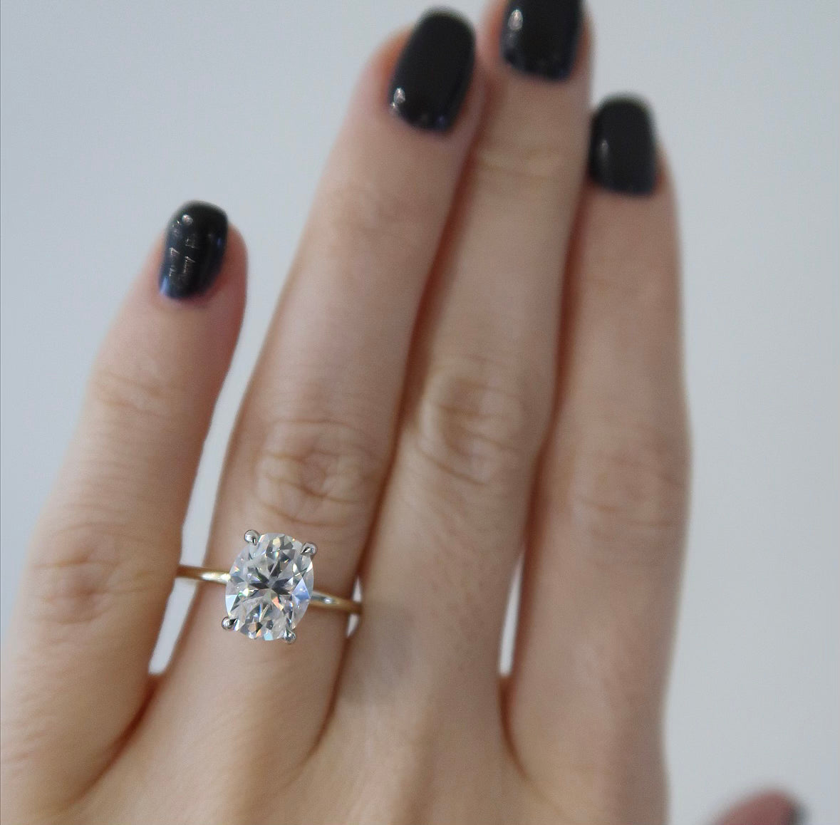 READY: 1.5 ct Oval Cut Two-Tone Moissanite Engagement Ring