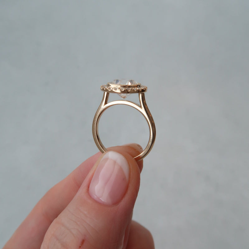 READY: 3 CT OEC Moissanite with Custom Halo