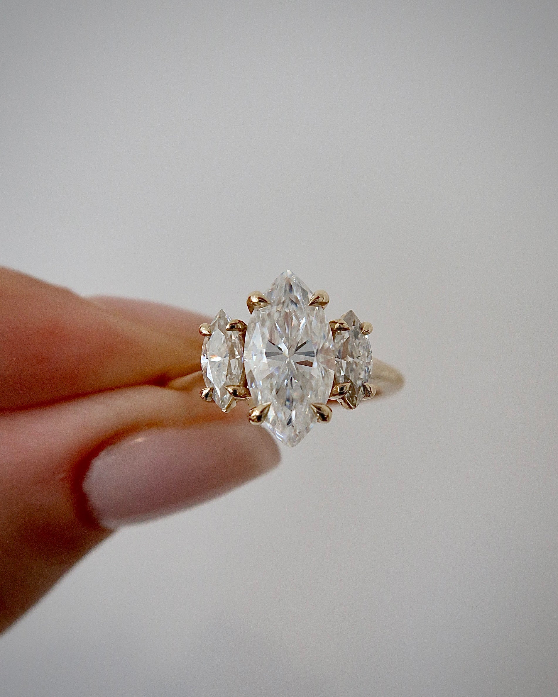 READY: Three Stone Shera Marquis Cut Engagement Ring