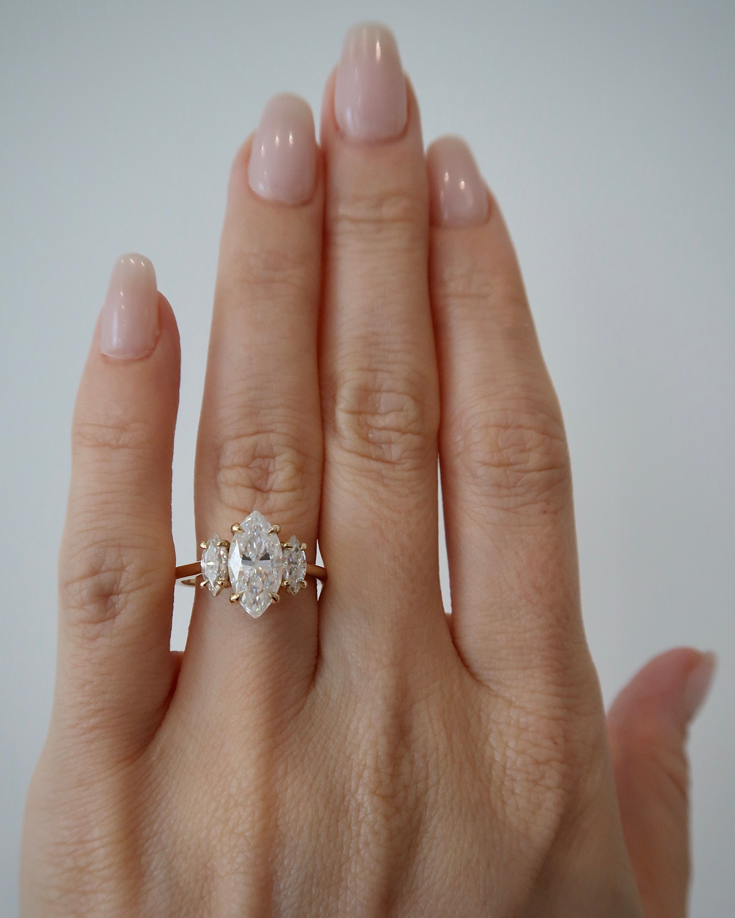 READY: Three Stone Shera Marquis Cut Engagement Ring