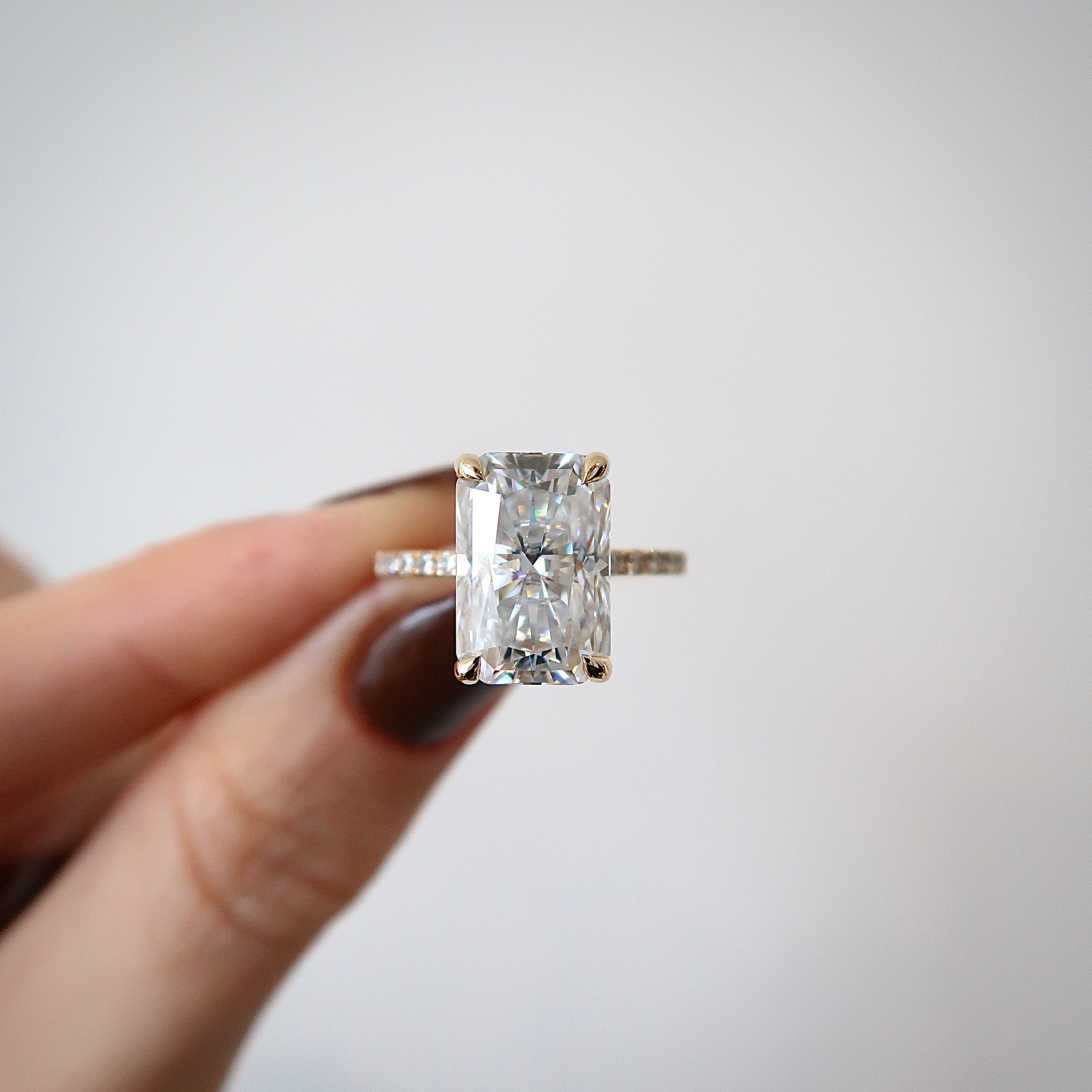 READY: 12x8 mm Radiant Clio Pave Engagement Ring