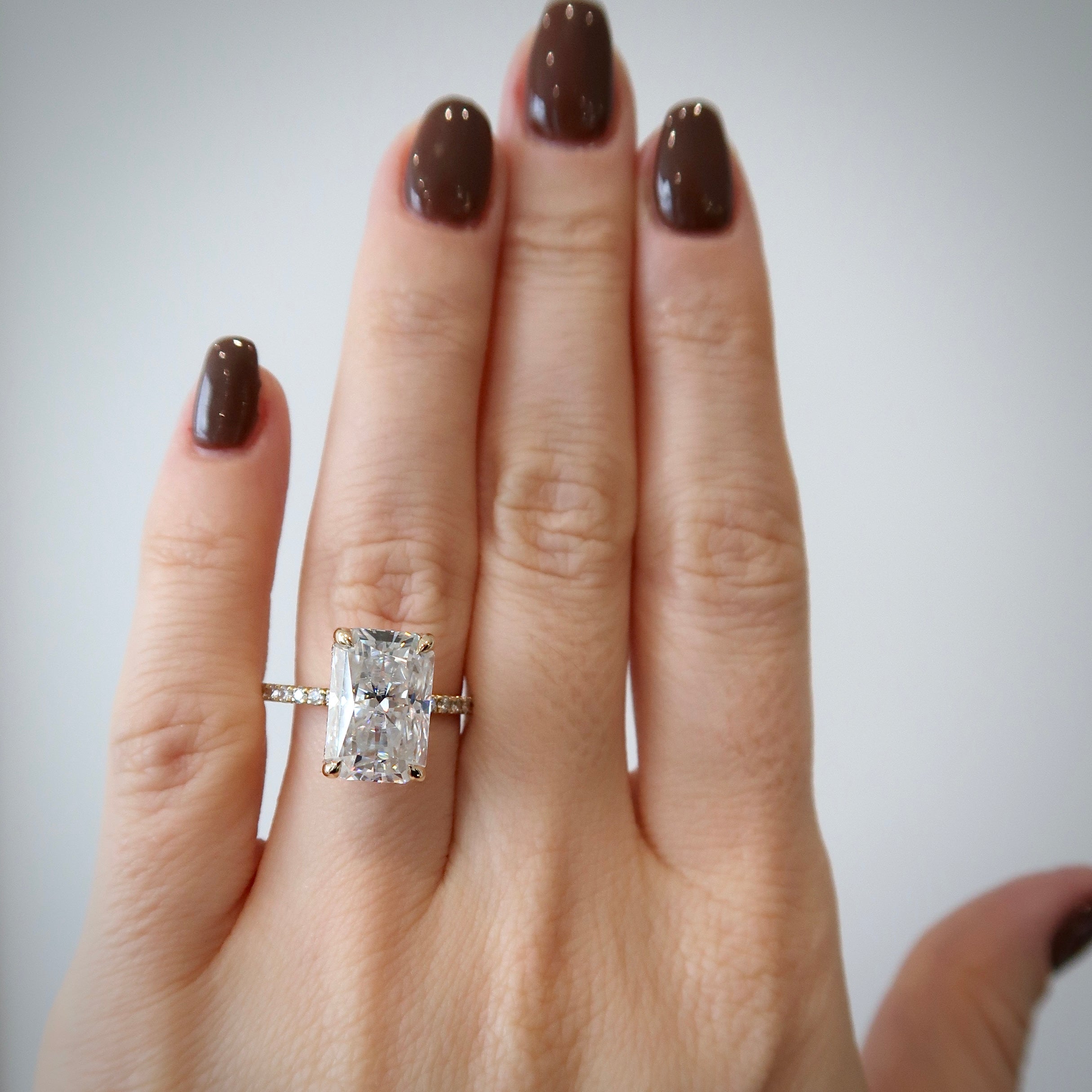 READY: 12x8 mm Radiant Clio Pave Engagement Ring