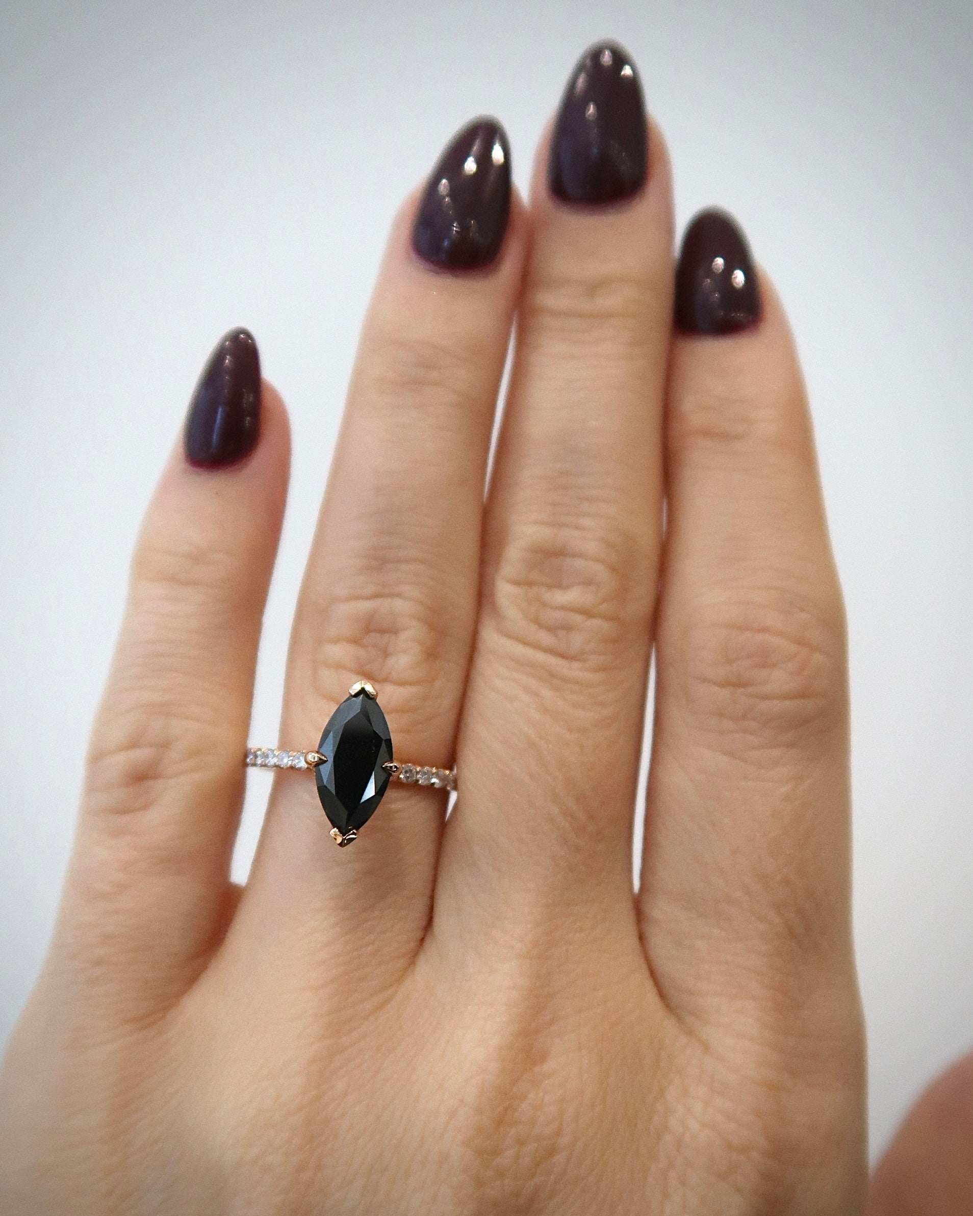 READY: Black Moissanite - Marquis Ring