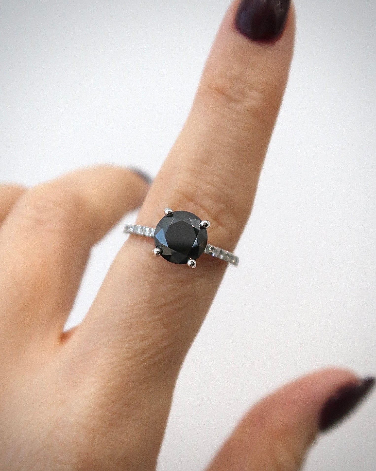 READY: Black Moissanite - Round Solitaire