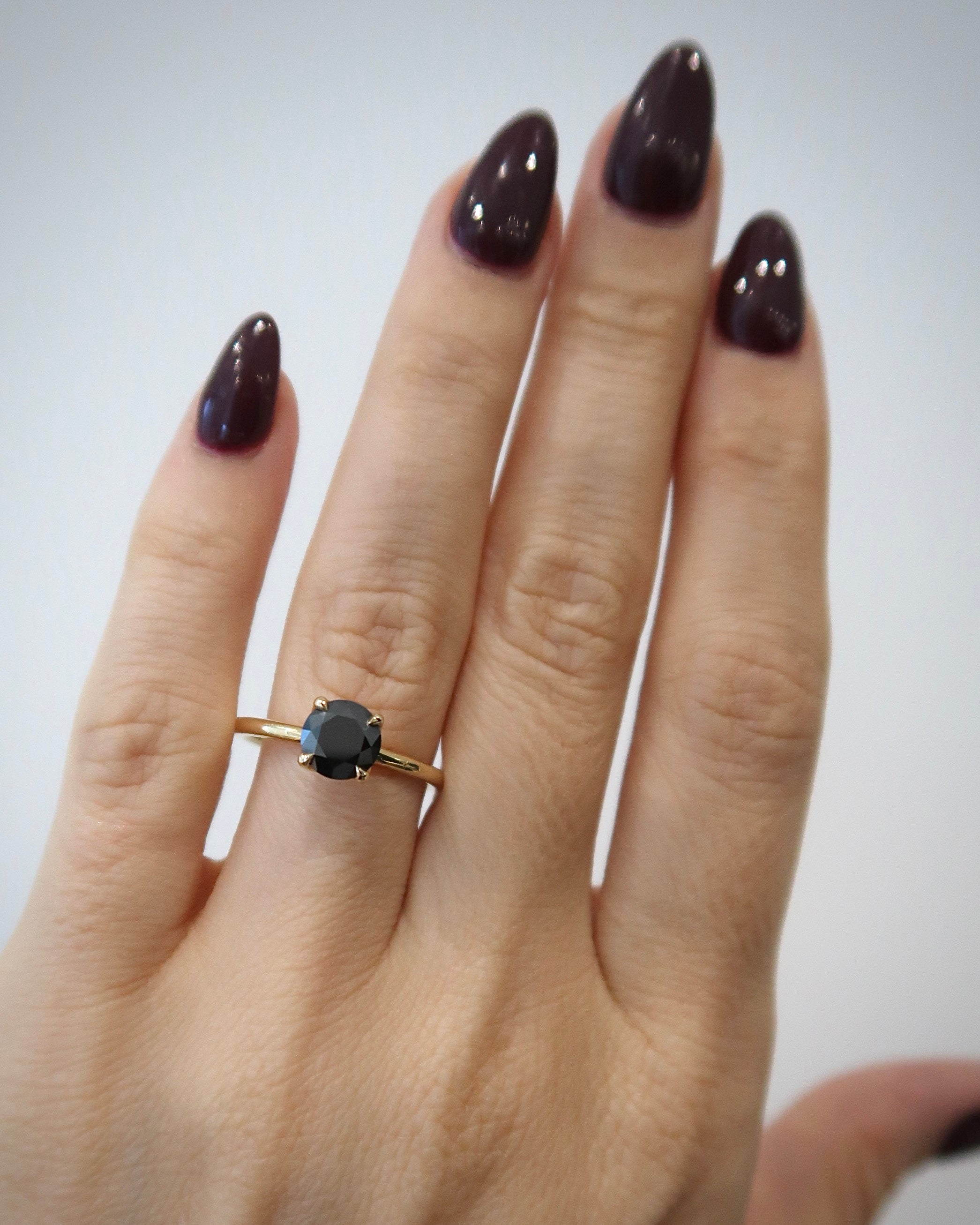READY: Black Moissanite - Round Petal Solitaire