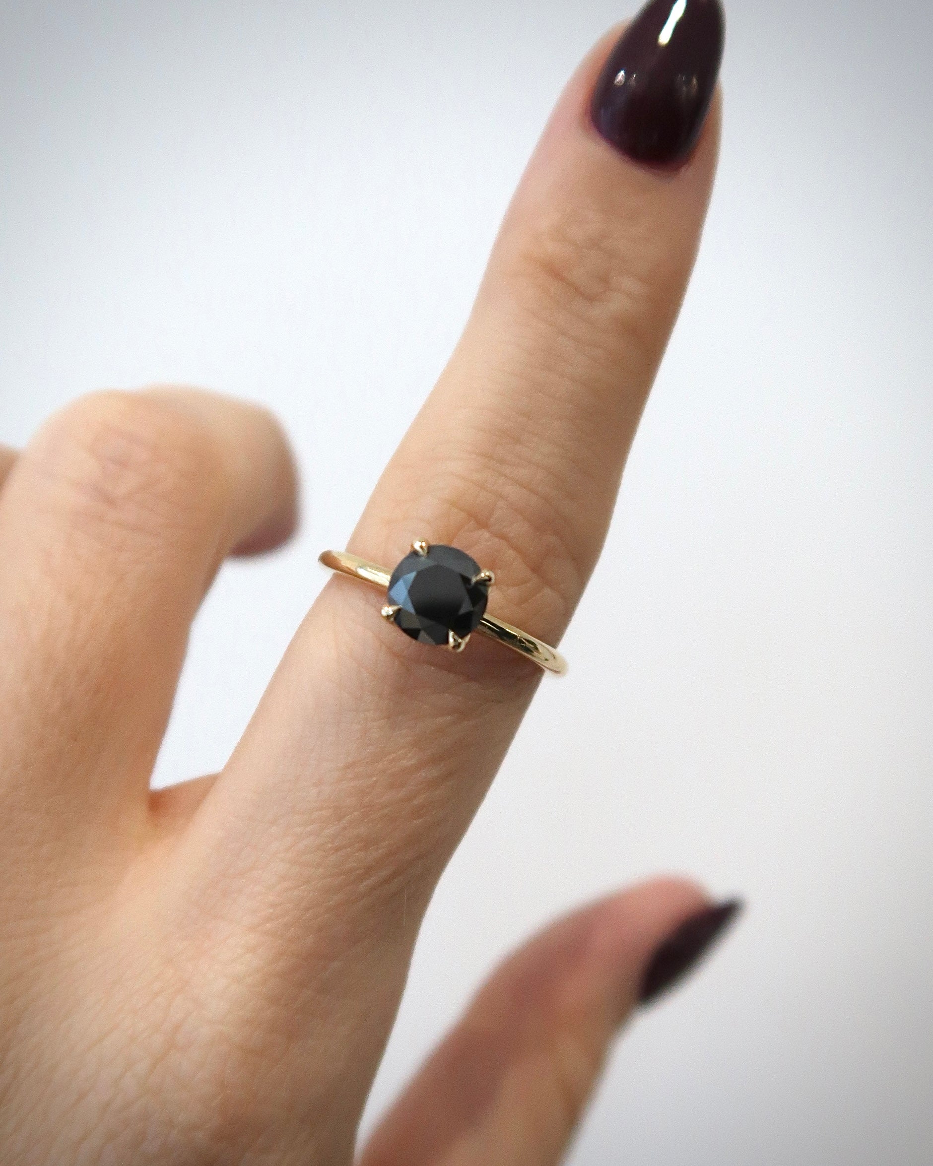 READY: Black Moissanite - Round Petal Solitaire