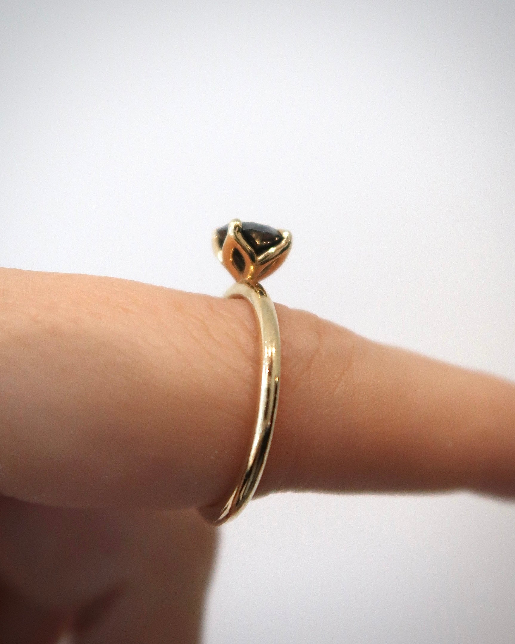 READY: Black Moissanite - Round Petal Solitaire