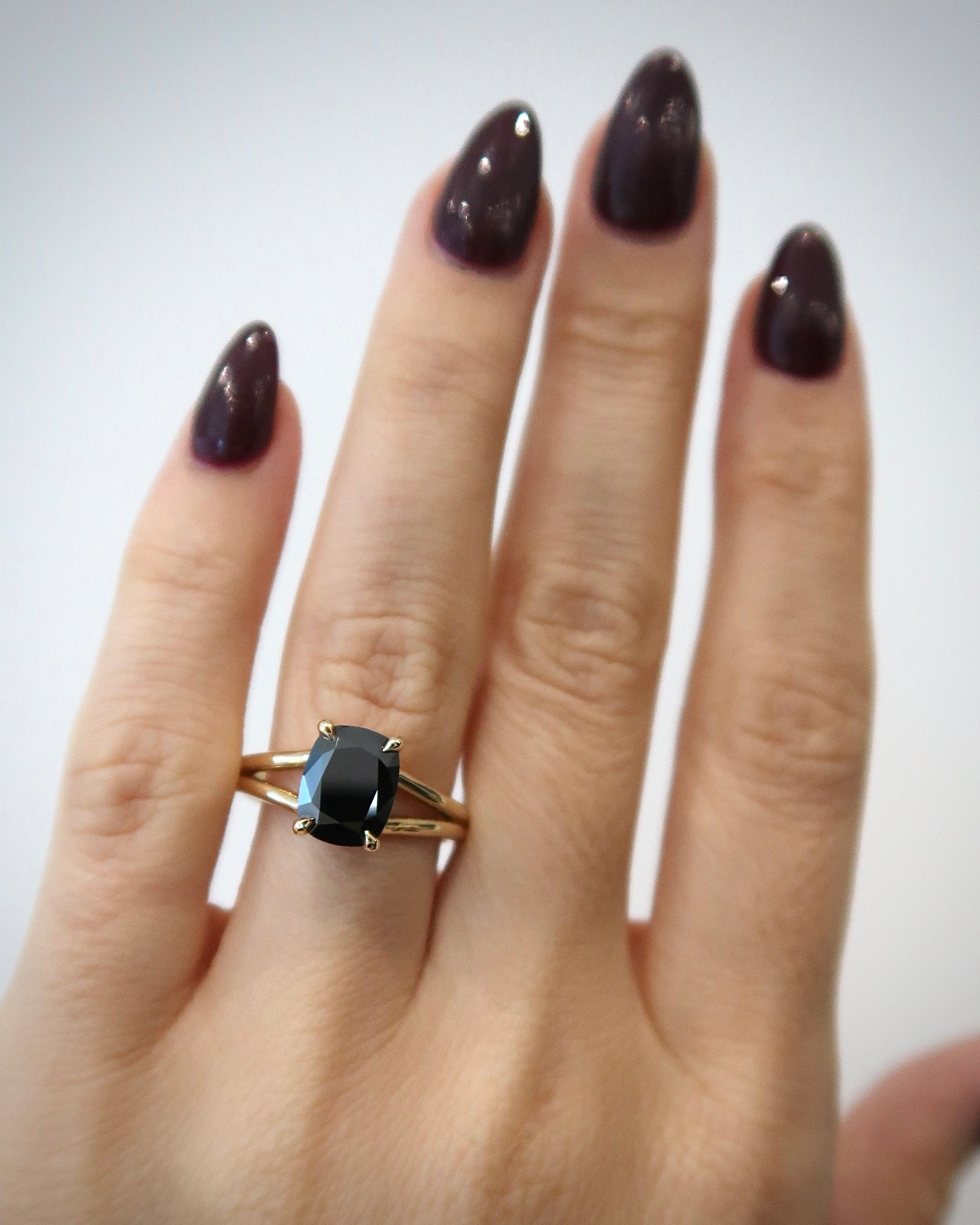 READY: Black Moissanite - Cushion Split Shank