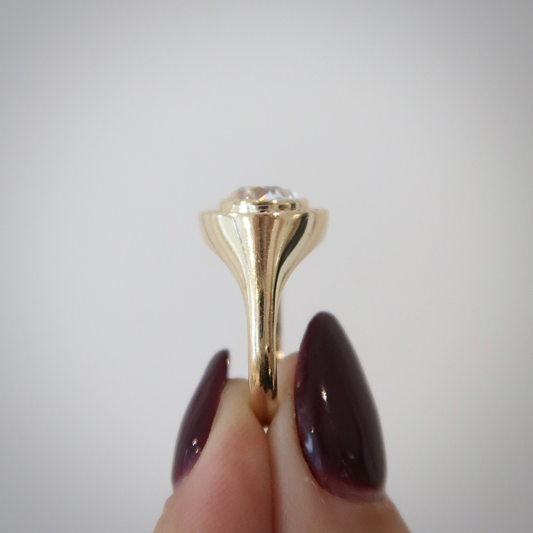 Signet Halo Ring - Old Euro Round Moissanite