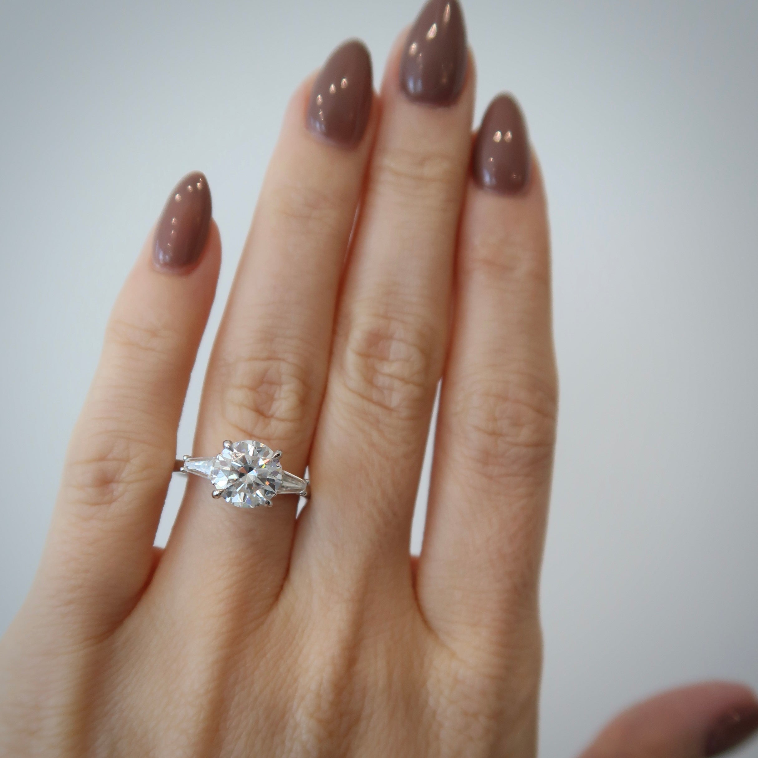 READY: 2 ct Amor Three Stone Round Engagement Ring