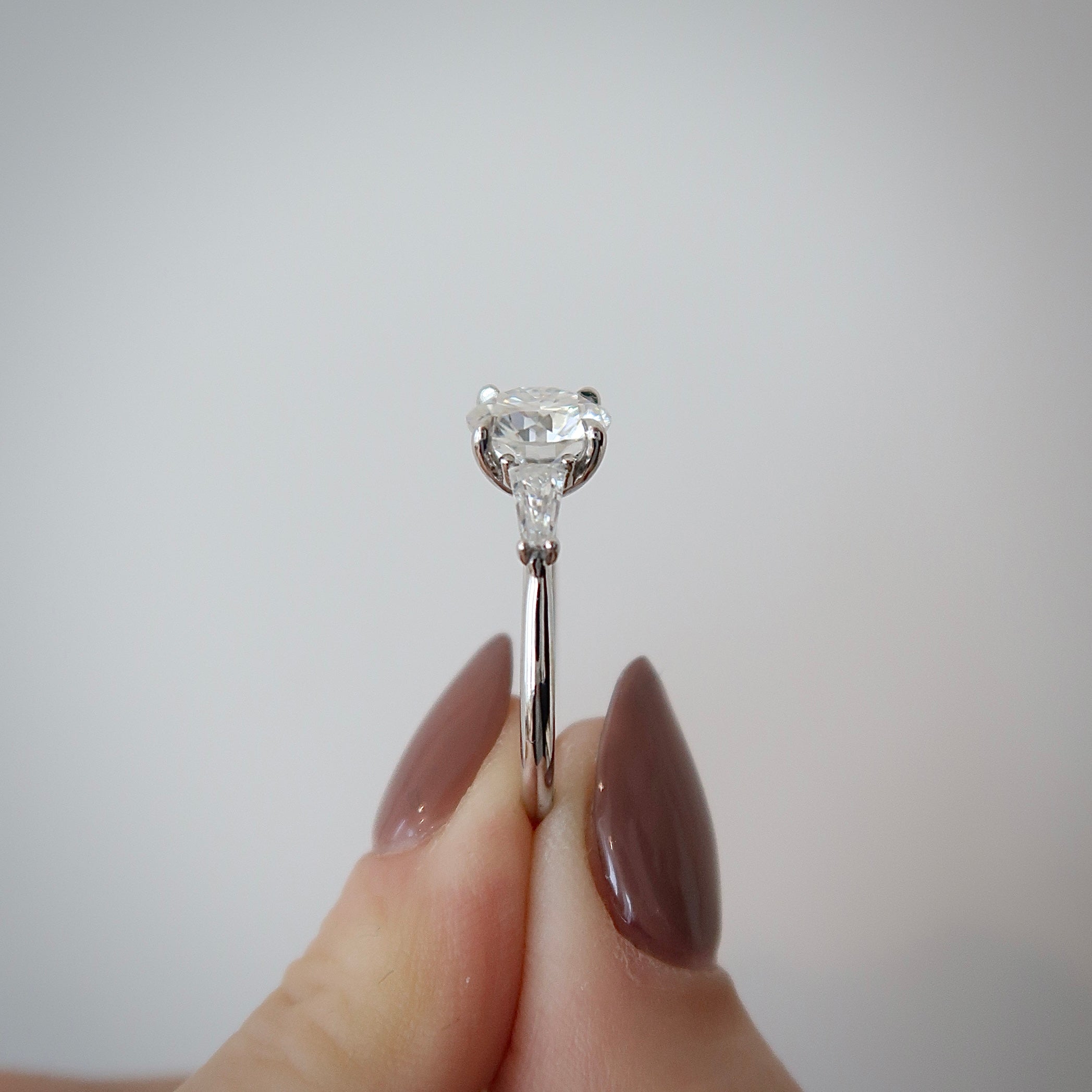 READY: 2 ct Amor Three Stone Round Engagement Ring