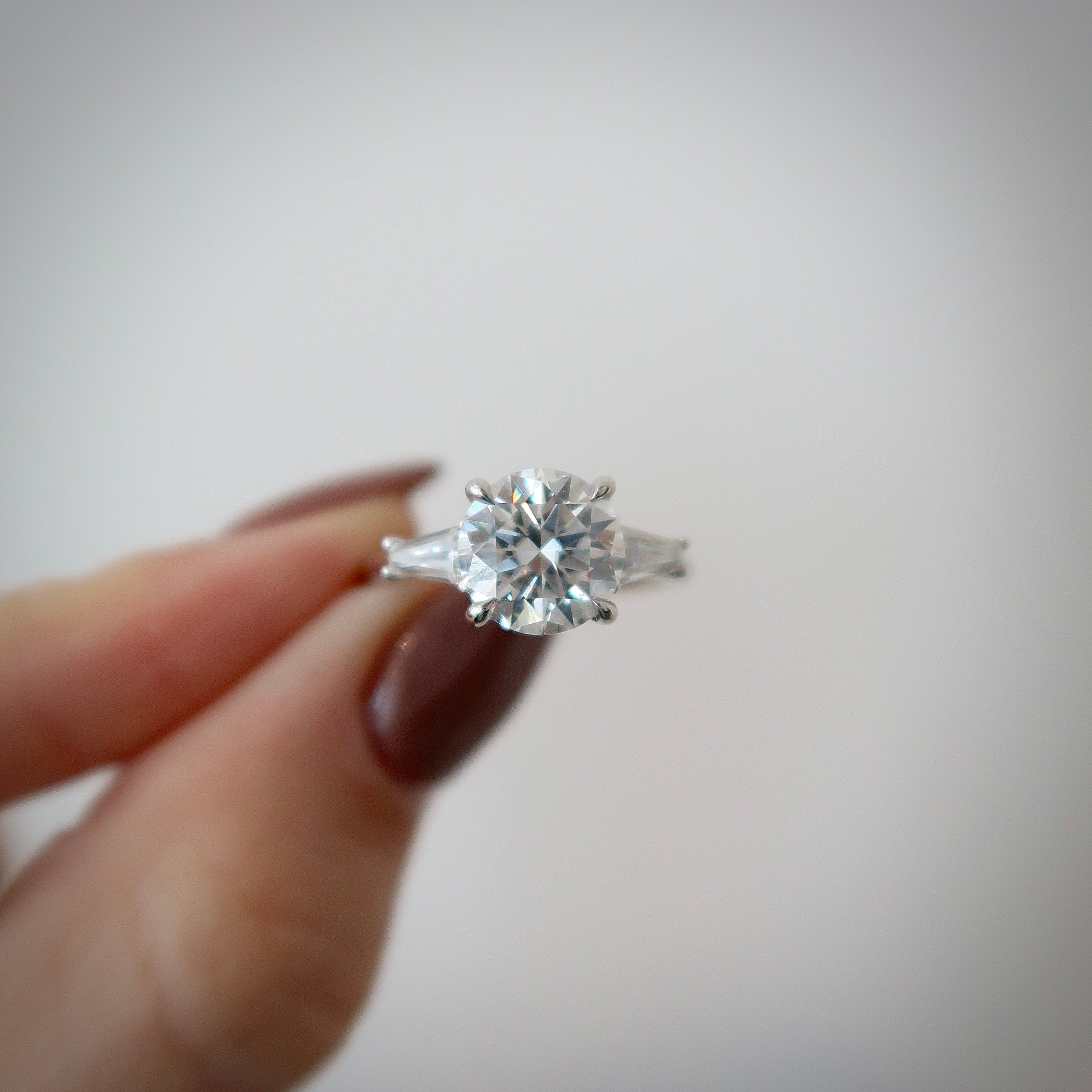READY: 2 ct Amor Three Stone Round Engagement Ring